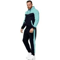 L.gonline Freizeitanzug Herren Trainingsanzug, Jogginganzug mit Kapuzenjacke 0986 (Kapuzenjacke mit Reißverschluss, Hose, 2-tlg), Fitness Freizeit Casual