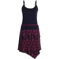 Vishes Sommerkleid Asymmetrisches Kleid Bedruckt Geflochtener Gürtel Baumwolle Alternative Mode, Boho, Hippie, Ethno, Festival