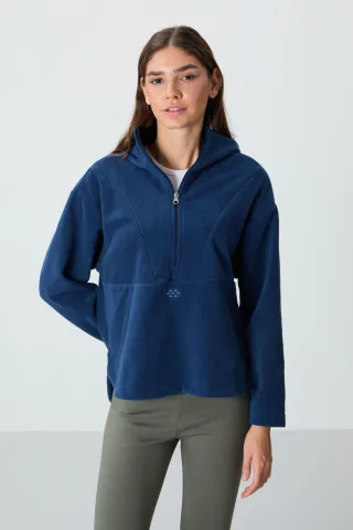Übergroßer Plüsch-Halbknoten-Hoodie