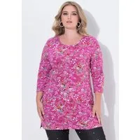 MIAMODA T-Shirt Longshirt Minimalmuster Glitzer-Statement