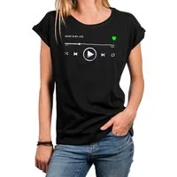 MAKAYA Print-Shirt Damen Kurzarm Top Sommer Motiv Musik Aufdruck Baumwolle große Größen