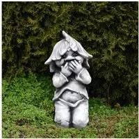 gartendekoparadies.de Gartenfigur Gnom als Stiller Beobachter, Steinfigur, H. 38 cm, 9 kg, Frostsicher