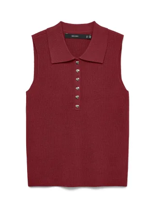 VERO MODA - VMRALLY SL POLONECK PULLOVER Biking Red - Gr. - S