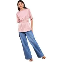 Friends Like These Satinbluse Friends Like These Kurzarm-Bluse aus Satin (1-tlg)