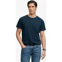 Superdry Rundhalsshirt COTTON CLASSIC LINEN PKT TEE Baumwollmischung, relaxed fit aus luftig leichtem Baumwoll-Leinen-Mix