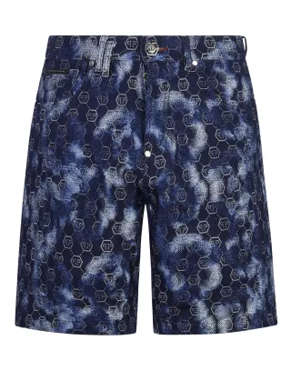 Denim Shorts Jacquard Monogram