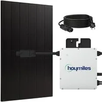 SUNNIVA Balkonkraftwerk 500W BIFAZIAL FULLBLACK komplett Steckdose, (HOYMILES 400 Watt Wechselrichter, PV Solaranlage Komplettset, 1x 500W N-Type Glas Bifacial Solarmodule, 5m Kabel)