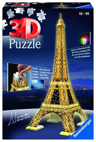 Ravensburger 125791 - Eiffelturm bei Nacht 3D-Puzzle (216 Teile)