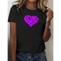 RMK T-Shirt Damen Shirt Top Sommer Basic Rundhals Love Herz