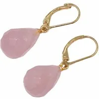 Firetti Paar Ohrhänger Schmuck Geschenk Silber 925 Ohrschmuck Patentbrisur Edelstein Quarz, Made in Germany - mit Rosenquarz