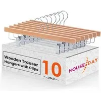 House Day Kleiderbügel Holz Kleiderbügel als Hosenbügel / Rockbügel, (Packung, 10-tlg), 360°Haken, für Hosen Shorts Rock Socken Unterwäsche