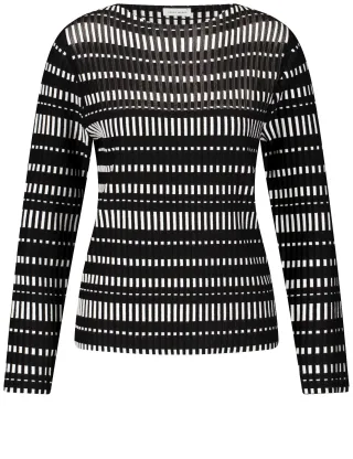 GERRY WEBER Collection - Streifenpullover schwarz/weiß - Gr. - 36