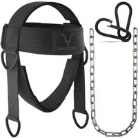 JAG GEARS Gewichtsmanschette Nackentrainer, gepolstert, Klimmzug-Kopfgurt für Nackentraining, (Set, 1 x Nackentraining mit Kettensatz), Gewichtheben Powerlifting