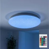 JUST LIGHT LED Deckenleuchte, LED-Leuchtmittel fest verbaut, Warmweiß, LED Deckenleuchte Deckenlampe Sterneneffekt RGB Farbwechsler D 25 cm
