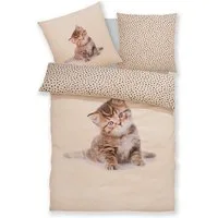 OTTO home Bettwäsche Lyki, Microfaser, 2 teilig, ab Größe 135x200 cm, 100% Polyester, Katze, Pferd, Löwe, Pinguin