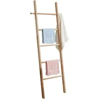 relaxdays Handtuchleiter Walnussholz 5 Sprosse