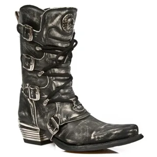 Graue Dallas-Lederstiefel für Herren von New Rock – M.7993-S3