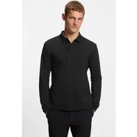 BOSS GREEN Langarm-Poloshirt Plisy mit Streifen am Kragen