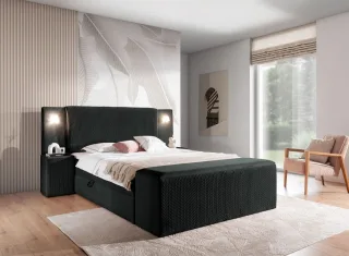 Boxspringbett Bett MARTEN 160x200cm Set.4 in Stoff Magic Velvet Schwarz