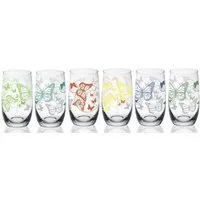 Sendez Longdrinkglas 6 Longdrinkgläser 320ml mit bunten Schmetterlingen Trinkgläser