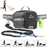 MOPUEA Joggingleine Multifunktions-Taillenpack Jogging-Traktionskit mit elastischer Leine, (Bauchgurt und kotbeutelspender zum Joggen, Radfahren, Laufen, Gehen, 1-tlg), Hunde Freihandleinen Jogging Hundeleine mit Reflektierende Nähte