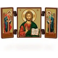 NKlaus Bild Ikone - Jesus Christus - christliche reise Altar Holz Triptychon, Religion