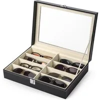 OSTWOLKE Aufbewahrungsbox Brillenbox Brillenkoffer Brillenaufbewahrung Brillenpräsentation, für 8 Brillen