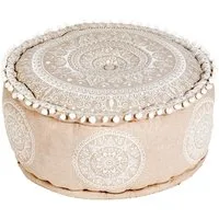 Marrakesch Orient & Mediterran Interior Pouf Boho Pouf Donia handgefertigt aus Baumwolle in Beige 50 cm handgemacht (1-St), Handarbeit