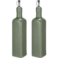 SCHÖNER WOHNEN-Kollektion Ölspender OLIVIA, (Set, 2-tlg), Öl- & Essigspender, Ölkaraffe aus Keramik, Edelstahl-Ausgießer, 600 ml