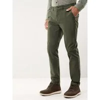 Walbusch Chinohose Herren 100 Komplimente Chinohose Modern Fit knitterarm Garment dyed-Oliv, Flex-Bund, 96% Baumwolle/4% Elasthan, 3 Taschen