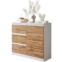 Furnica Kommode Weiß Matt 80 cm mit 3 Schubladen und 1 Tür- Wohn - und Schlafzimmer
