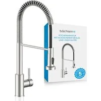 Bächlein Spültischarmatur Elegante Küchenarmatur Nedo (Edelstahl gebürstet) hochwertige Designarmatur mit flexibler Spiralfeder