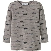 Name It Langarmshirt NMMWANG WOOL RIB LS TOP AOP NOOS aus weicher und wärmender Merinowolle