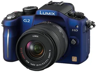 Panasonic Lumix DMC-G2 [12MP Live View 3"] blau inkl. Lumix G Vario 14-42mm 1:35-56 ASPH OIS Objektiv