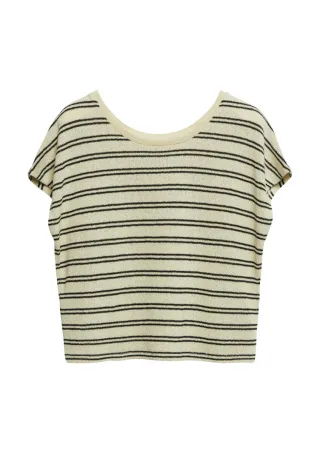 s.Oliver Red Label - Gestreiftes T-Shirt beige/schwarz - Gr. - 44