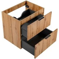 Lomadox Waschbeckenschrank ADELAIDE-56 Wotaneiche mit gerilllter Front 60/57/46 cm