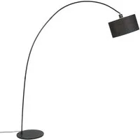 Qazqa Bogenlampe Vinossa, Dimmbar, LED wechselbar, Warmweiß, QAZQA Bogen­lampe, e27, Schwarz, Stahl, Modern