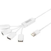 Slim Spider USB-Hub, USB-A 2.0 Stecker > 4x USB-A Buchse weiß, 1 Meter