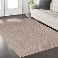 TaraCarpet Designteppich Designerteppich Tokio hoch-tief Struktur Wellen uni, rechteckig, Höhe: 20 mm, moderner scandi BOHO beige Wohnzimmer Schlafzimmer Flur 280x370 cm