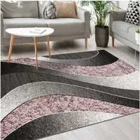 Mazovia Designteppich Modern Teppich Kurzflor Wohnzimmerteppich Robust und pflegeleicht GRAU, 80 x 150 cm, Fußbodenheizung,Allergiker geeignet,Farbecht,Pflegeleicht,Geometrisch