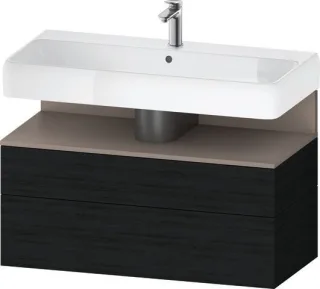 Duravit Qatego Waschtischunterbau wandhängend Eiche Schwarz Matt 990x470x590 mm - QA4395043160010 QA4395043160010