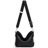 ITALYSHOP24 Schultertasche DAMEN TASCHE Crossbody Shopper Umhängetasche Brusttasche Leder Optik, Hobo Bag Handtasche CrossOver Freizeit Henkeltasche leicht modern