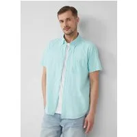 s.Oliver Kurzarmhemd Hemd Regular Fit: Kurzarmhemd mit Struktur-Streifen und Button-Down-Kragen