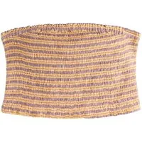 Next Rüschenbluse Gesmoktes Bandeau-Oberteil mit Leinenanteil (1-tlg)