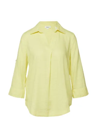 s.Oliver Red Label - Bluse mit V-Ausschnitt und 3/4-Ärmeln gelb - Gr. - 34