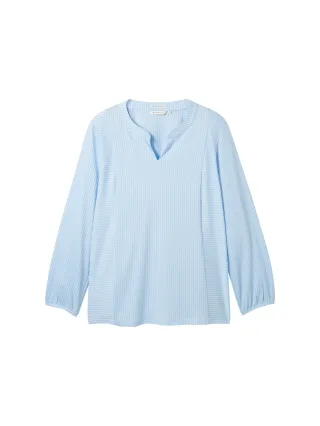 Tom Tailor - Plus Size - Blusenshirt mit Streifenmuster blue white thin stripe - Gr. - 48