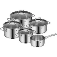 WMF Topf-Set Astoria Topf-Set, 5-teilig, Cromargan® Edelstahl Rostfrei 18/10 (Induktion, mit Glasdeckel), hitzebeständig und backofengeeignet bis 250°C