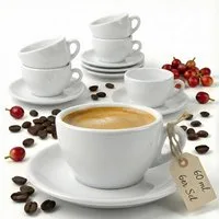 MUVELL Espressotasse 6x Espressotassen & Untertassen Set 0,8 cm dickwandig, weiß, 6-tlg., Keramik, 60 ml weiß