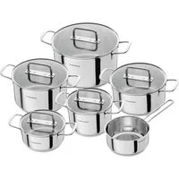 HENCKELS by ZWILLING Topf-Set Fall, Edelstahl (Set, 11-tlg), Hochwertiger Edelstahl, Induktionsgeeignet, Glasdeckel