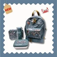 JENARD Kinderrucksack JENARD® Kinder 4er-Set Creme – Rucksack, Trinkflasche, 2 Brotdosen